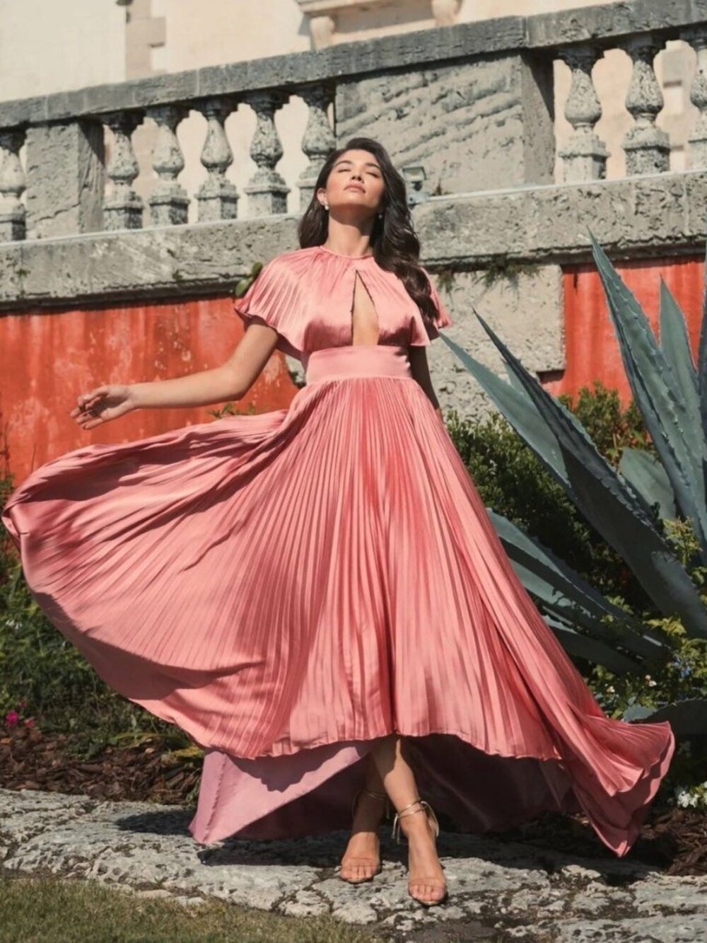 Mac Duggal Size 4 Dusty Rose 11637 Cutout Pleated Satin Cocktail Gown Dress NWT
